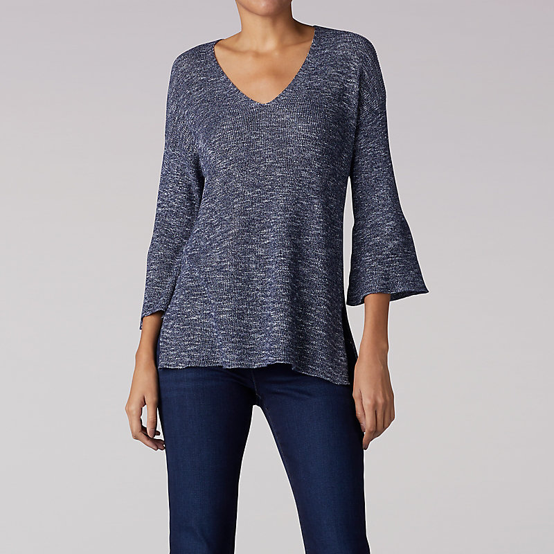 Lee V-Neck Pull Over Sweater With Bell Sleeve