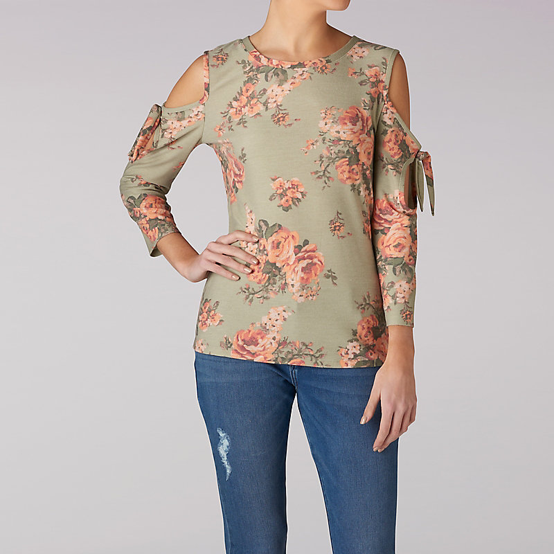 Lee Floral Top With Cold Shoulder