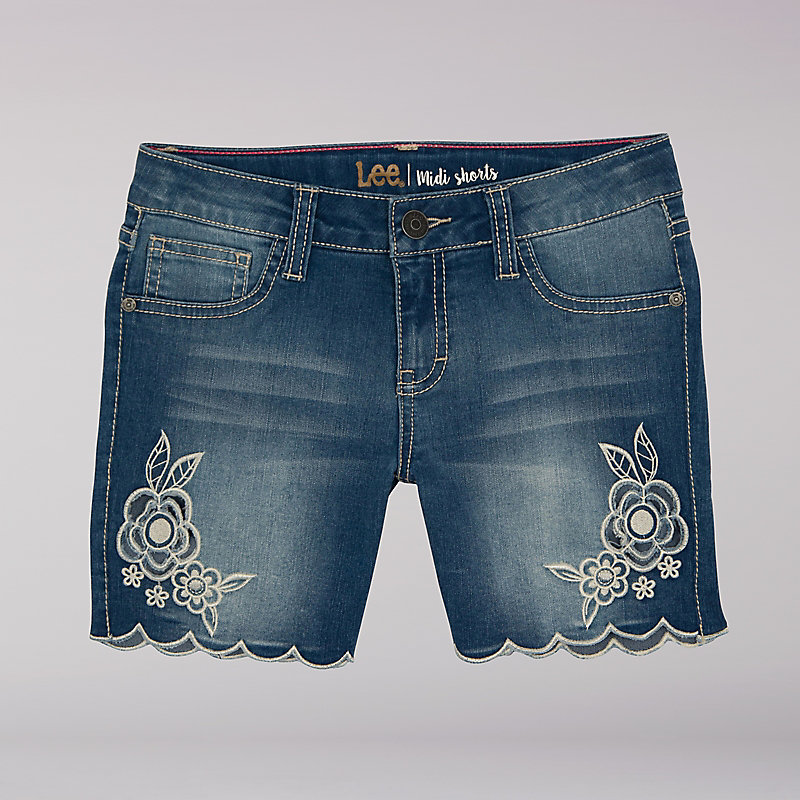 Lee Scalloped Edge Embroidered Mini Shorts - 7-16