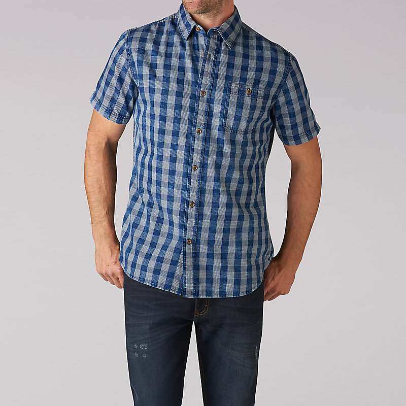 Lee Short Sleeve Acid Wash Plaid Shirt