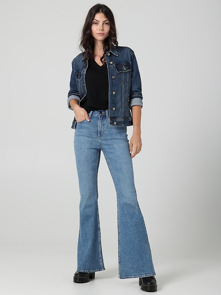 WOMEN'S VINTAGE MODERN HIGH RISE FLARE JEAN  IN BORROWED BLUE
