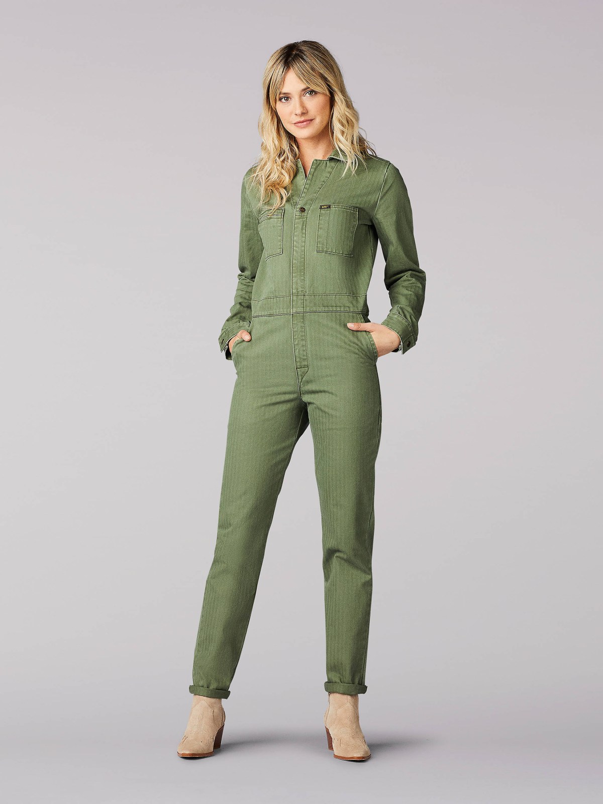 WOMEN’S VINTAGE MODERN UNION-ALL™ IN VINTAGE OLIVE HERRINGBONE