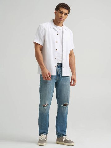 Men's Distressed 100% Cotton Relaxed Straight Jean