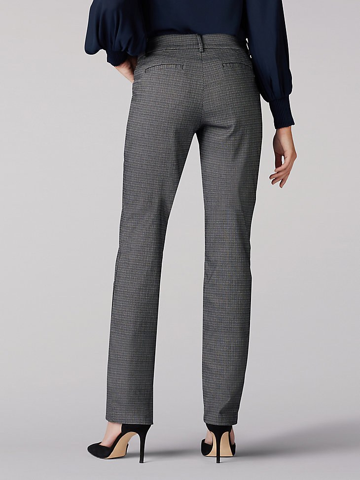 WOMEN’S WRINKLE FREE RELAXED FIT STRAIGHT LEG PANT IN BLACK/WHITE ROCKHILL