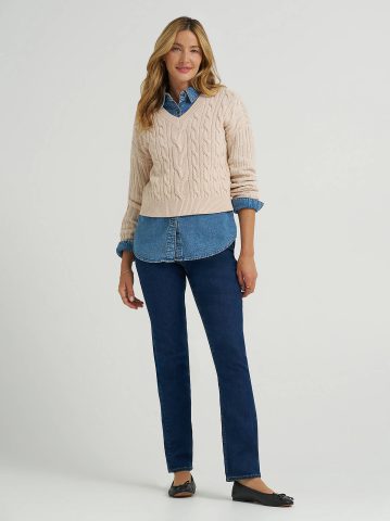 Women's V-Neck Plaited Sweater
