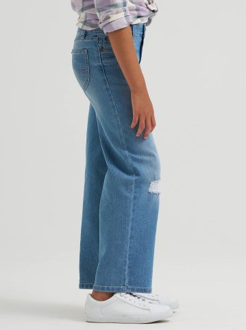 Girl's Distressed Wide Leg Jean
