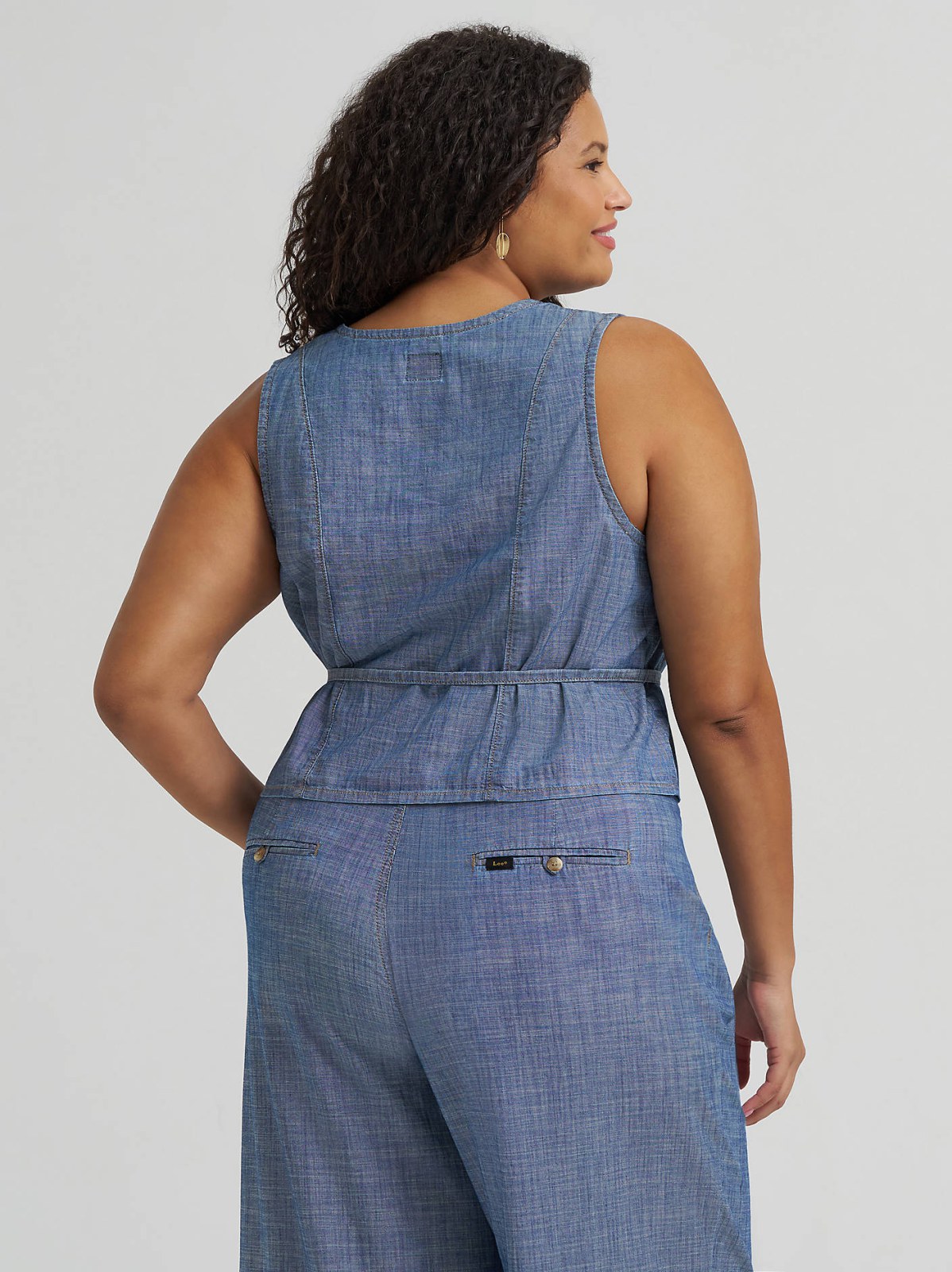 Women's Button Front Tie Vest (Plus) - view 2