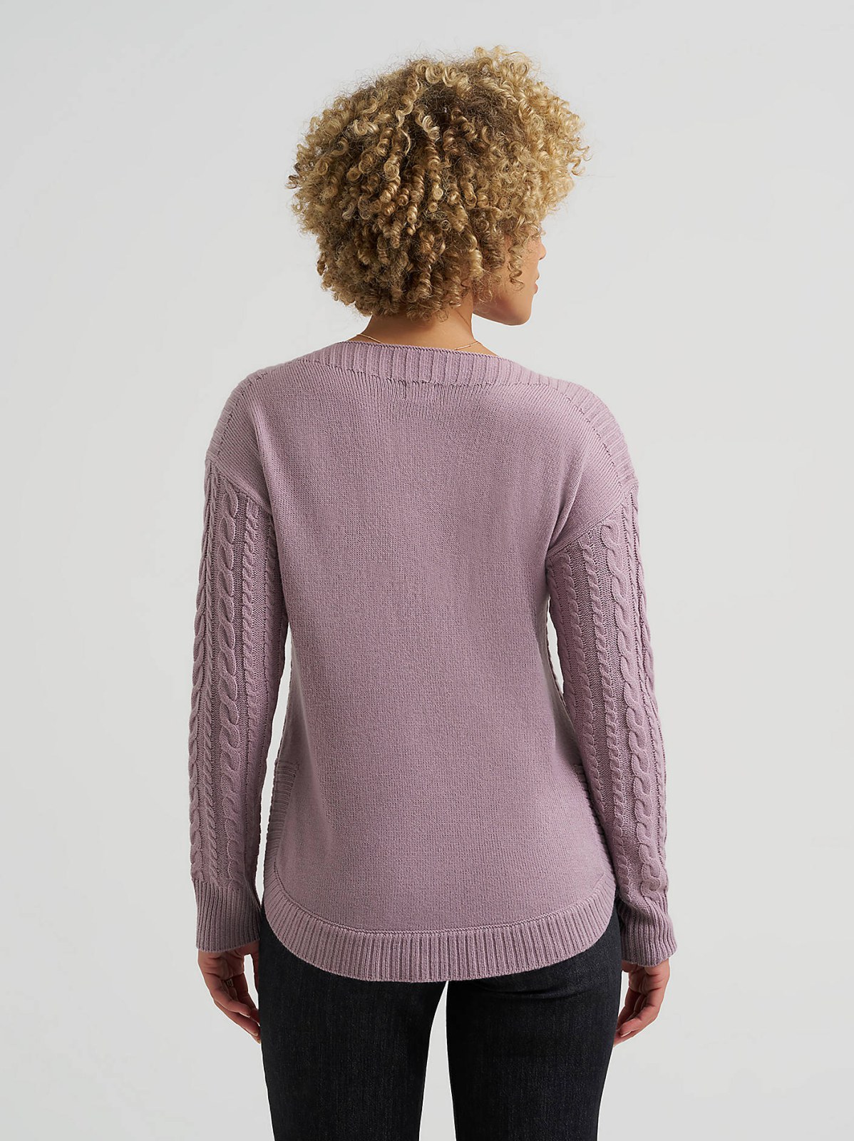 Women's Curved Hem Cable Knit Sweater - view 2