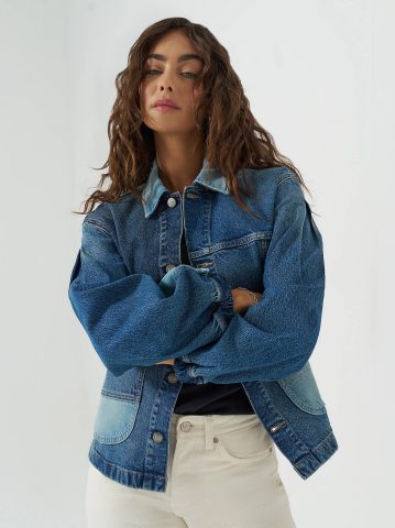 Women's Patched Denim Chore Jacket — alternate view