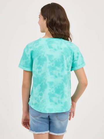 Girl's Short Sleeve Tie Dye French Terry Crop Sweatshirt