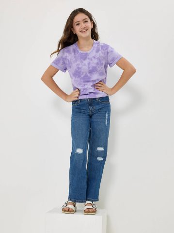 Girl's Distressed Wide Leg Jean