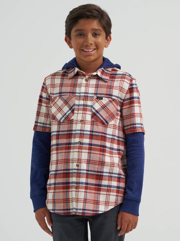 Boy's Hybrid Poplin Plaid Shirt Boy's Hybrid Poplin Plaid Shirt