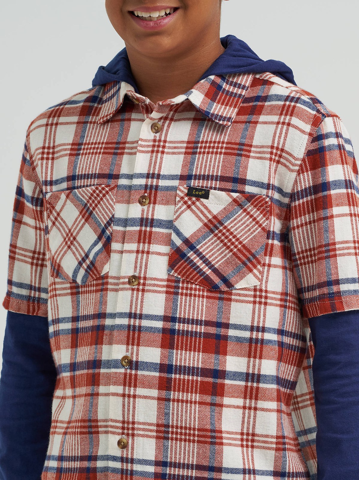 Boy's Hybrid Poplin Plaid Shirt - view 3