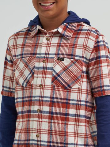 Boy's Hybrid Poplin Plaid Shirt