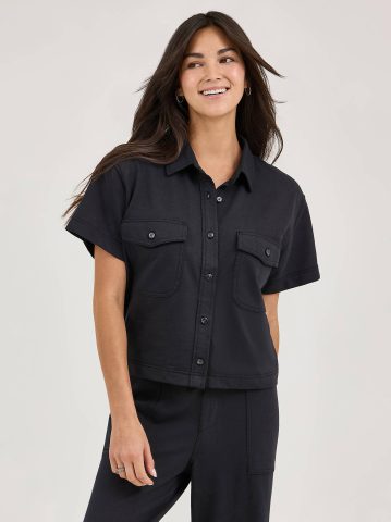Women's Loose Crop Button Down Shirt Women's Loose Crop Button Down Shirt