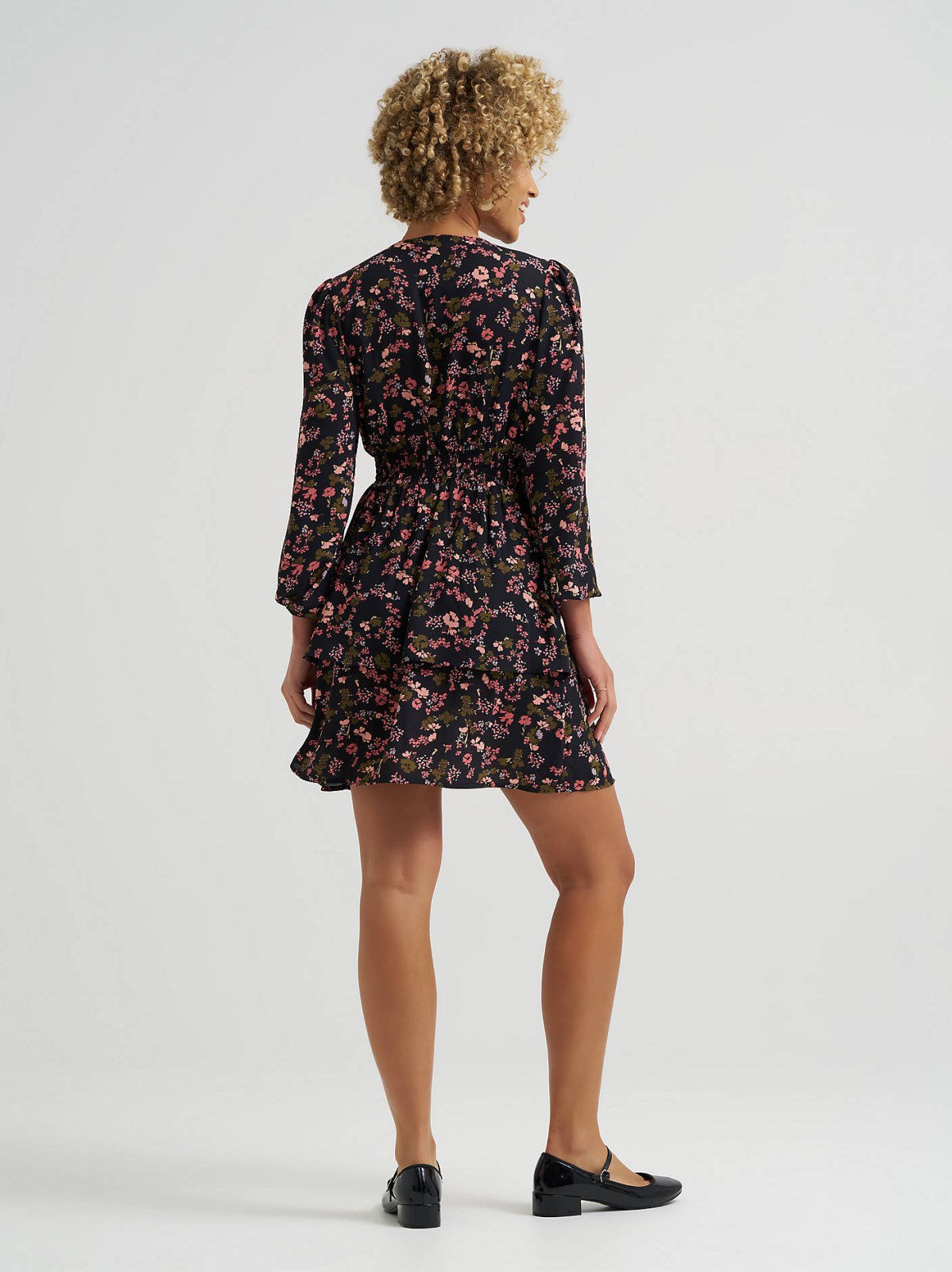 Women's Long Sleeve Floral Ruffle Dress - view 2