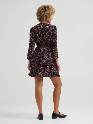 Women's Long Sleeve Floral Ruffle Dress — alternate view
