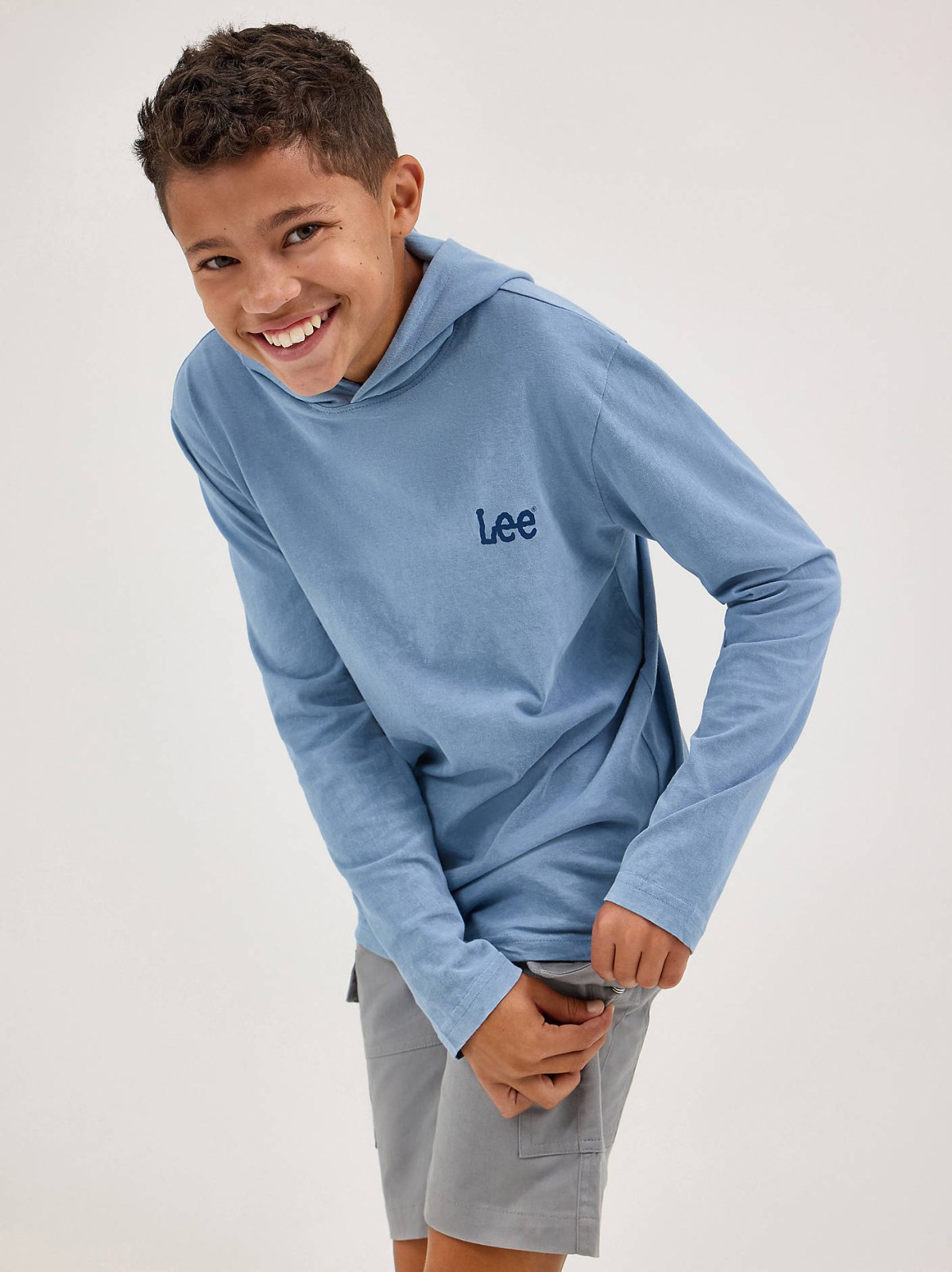 Boy's Oil Wash Hooded Jersey Logo Tee