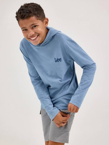 Boy's Oil Wash Hooded Jersey Logo Tee Boy's Oil Wash Hooded Jersey Logo Tee