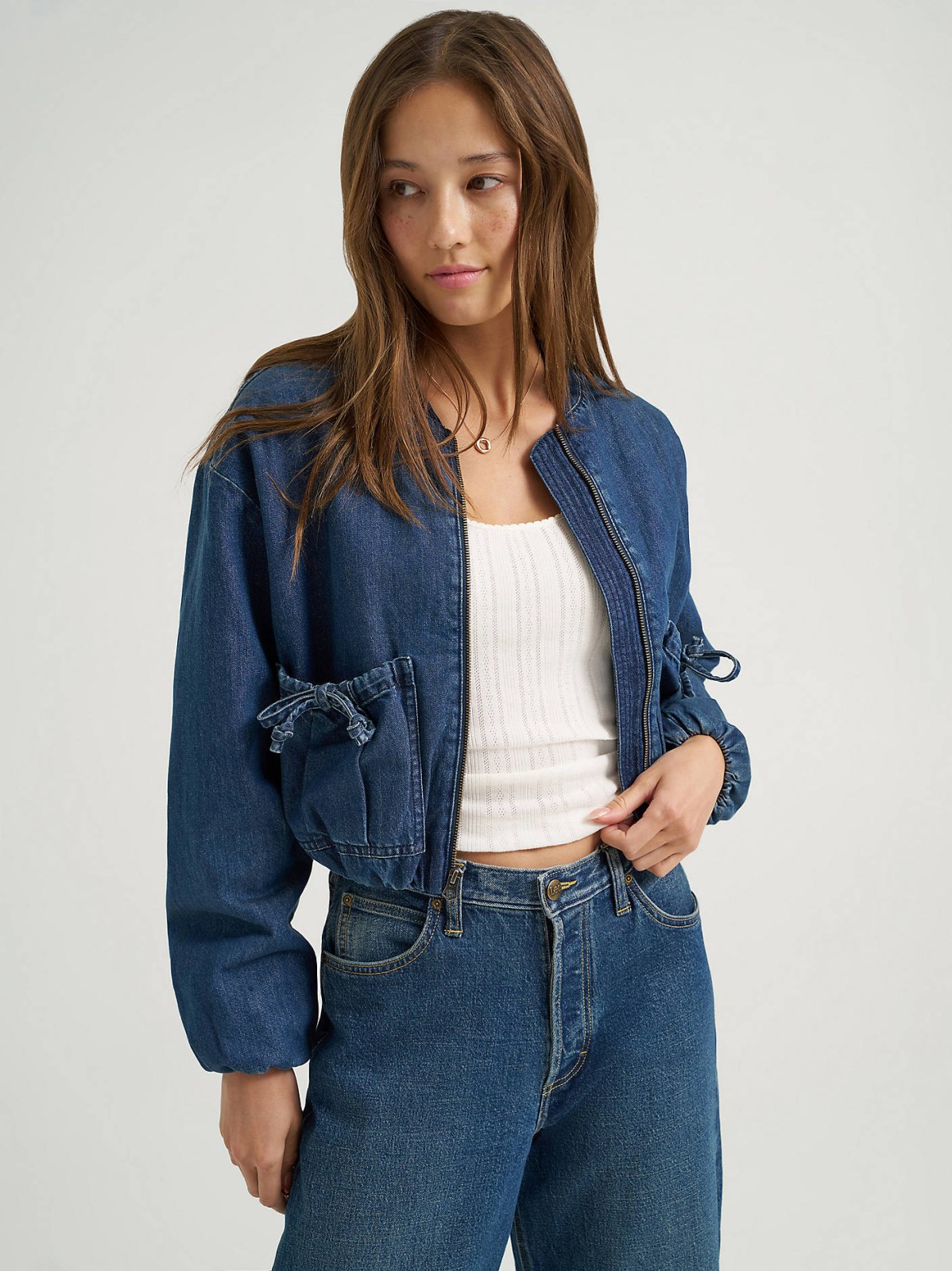 Women's Oversized Denim Bubble Jacket - view 5