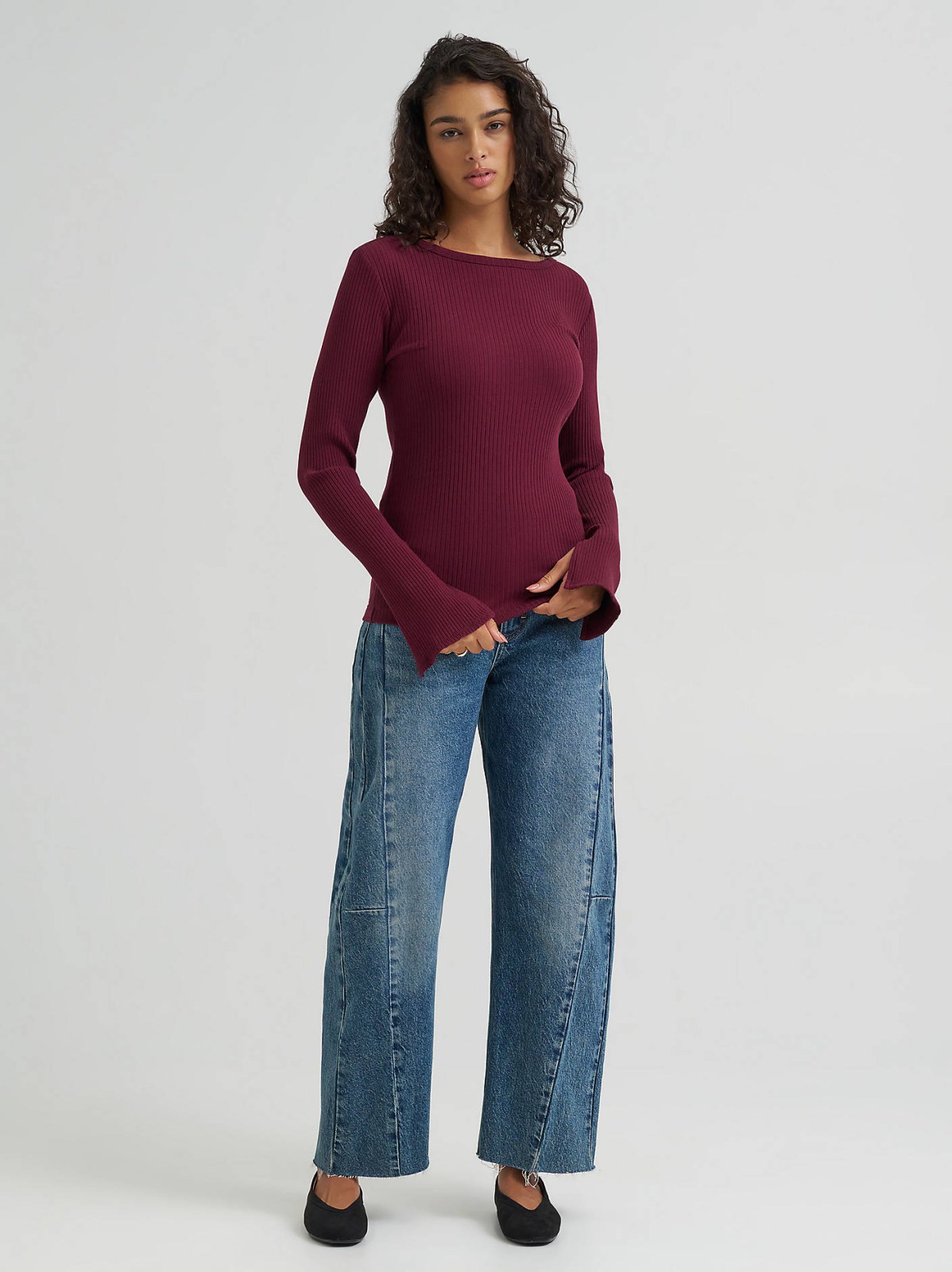 Women's Slit Sleeve Rib Knit Tee - view 5