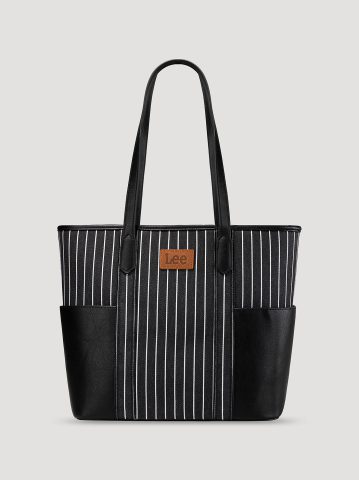 Women's Stripe Logo Tote With Side Pockets Women's Stripe Logo Tote With Side Pockets