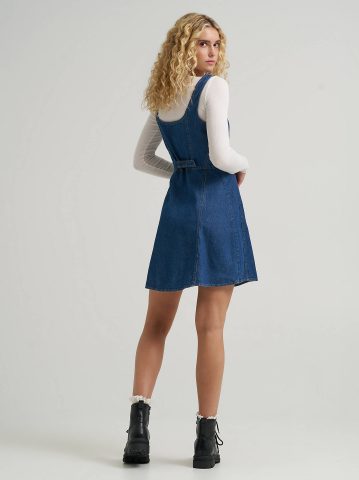 Women's Seamed Denim Mini Dress — alternate view