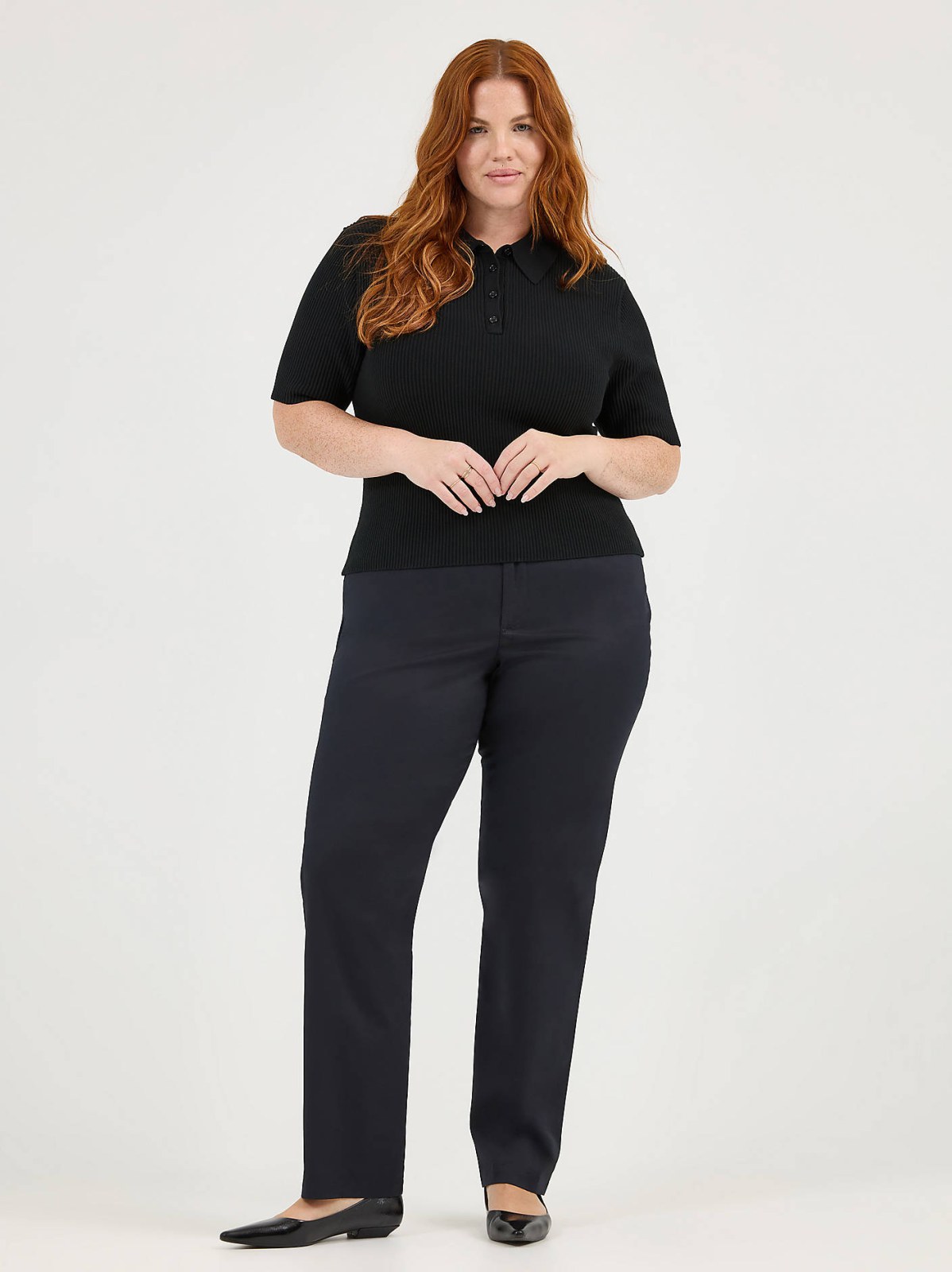 Women's Wrinkle Free Relaxed Fit Straight Leg Pant (Plus)