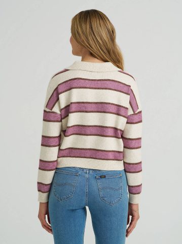 Women's V-Neck Stripe Sweater