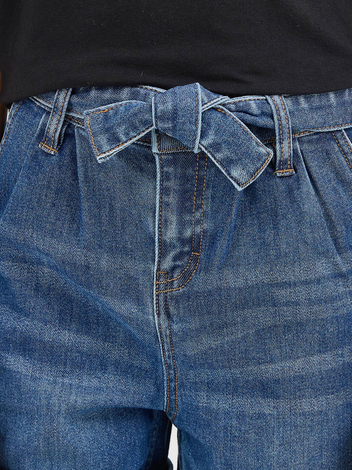 Girl's Belted Pleated Denim Short - view 6