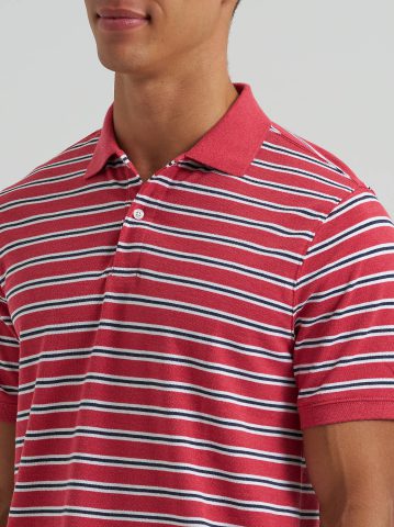 Men's Stripe Mini Pique Polo Shirt