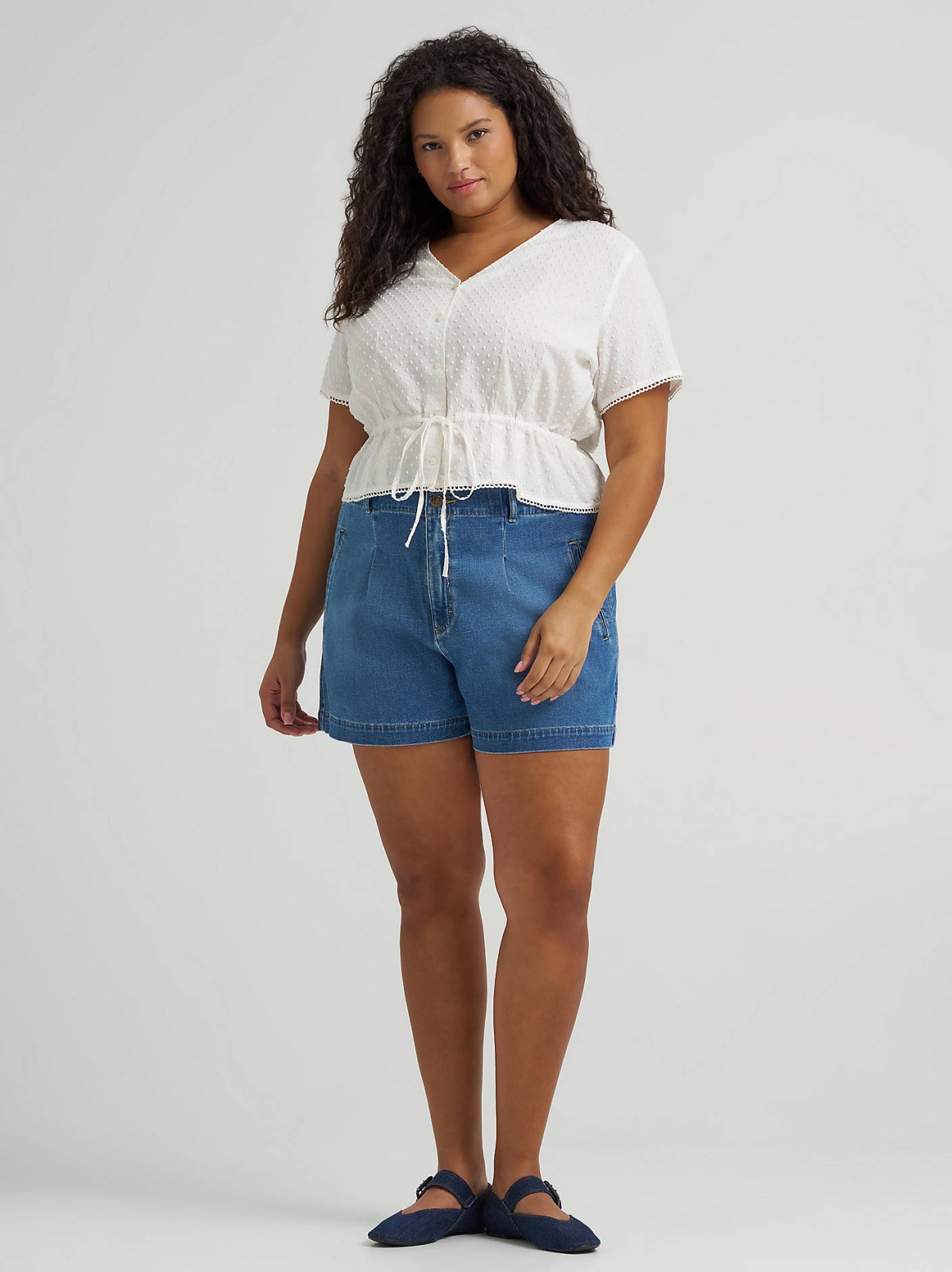 Women's Button Front Tie Top (Plus) - view 4