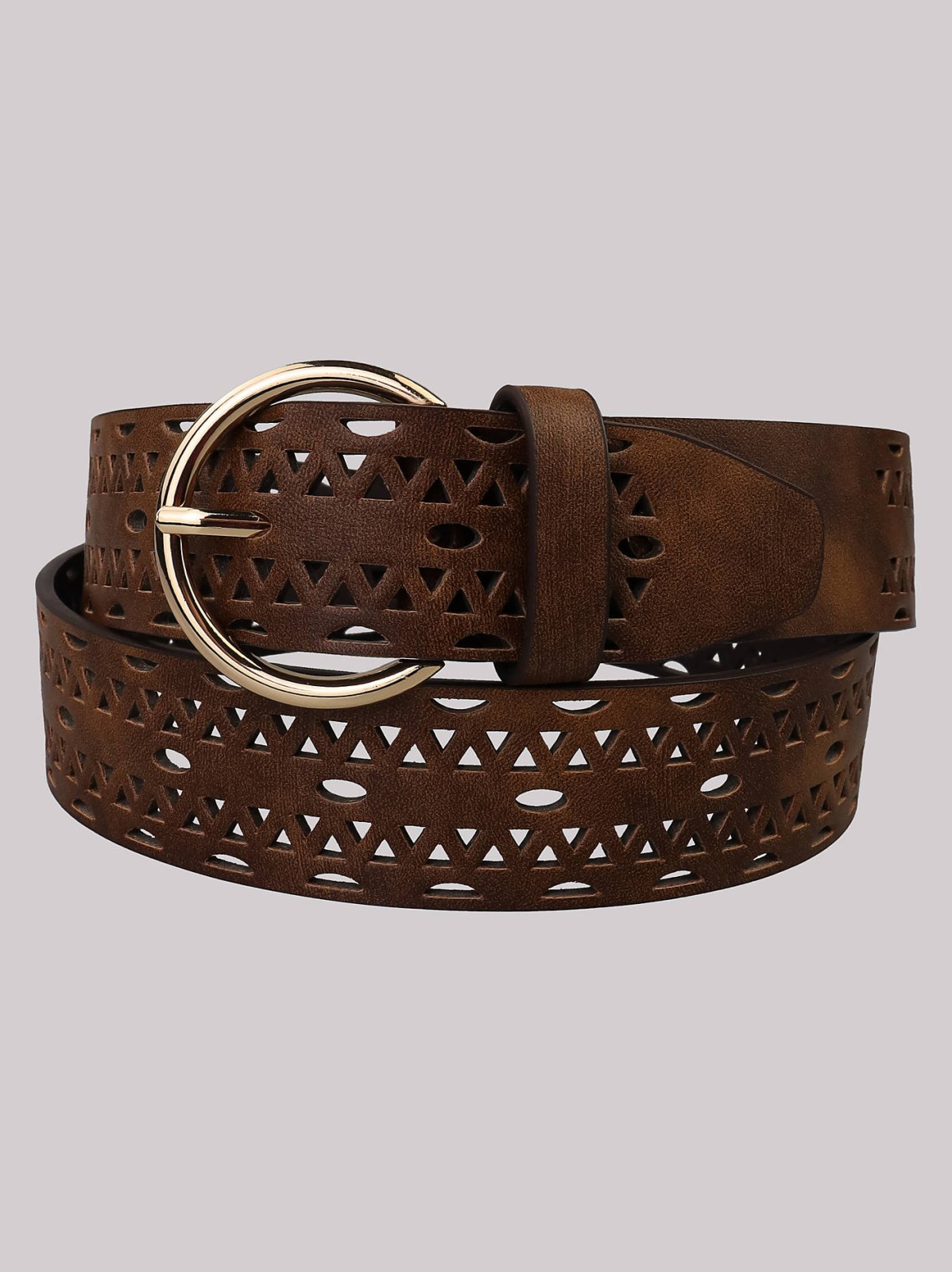 Women's Perforated Round Buckle Belt