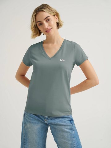 Women's Solid V-Neck Embroidered Logo Tee Women's Solid V-Neck Embroidered Logo Tee