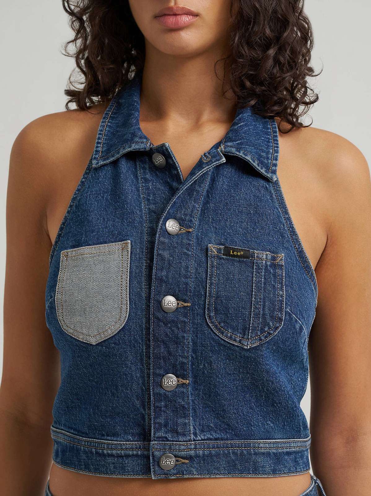 Women's Reversed Denim Chore Halter Top - view 5