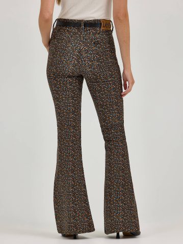 Women's High Rise Floral Print Corduroy Flare Jean — alternate view