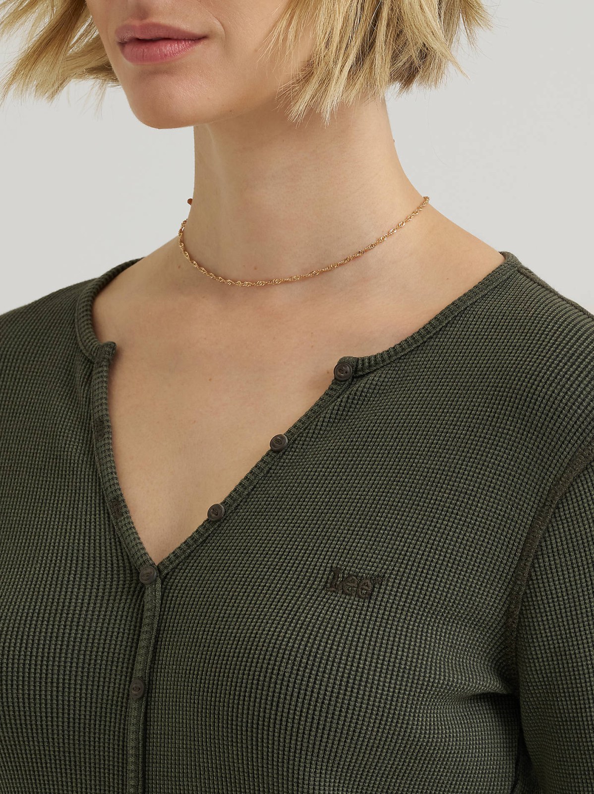 Women's Waffle Knit Henley Button Down Top - view 3