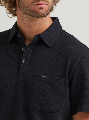 Men's Lightweight Waffle Knit Polo Shirt