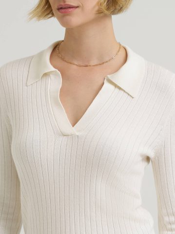 Women's Plaited Polo Sweater