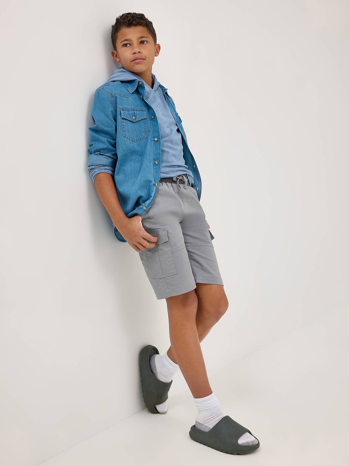 Boy's Rib Stretch Pull On Cargo Short - view 7