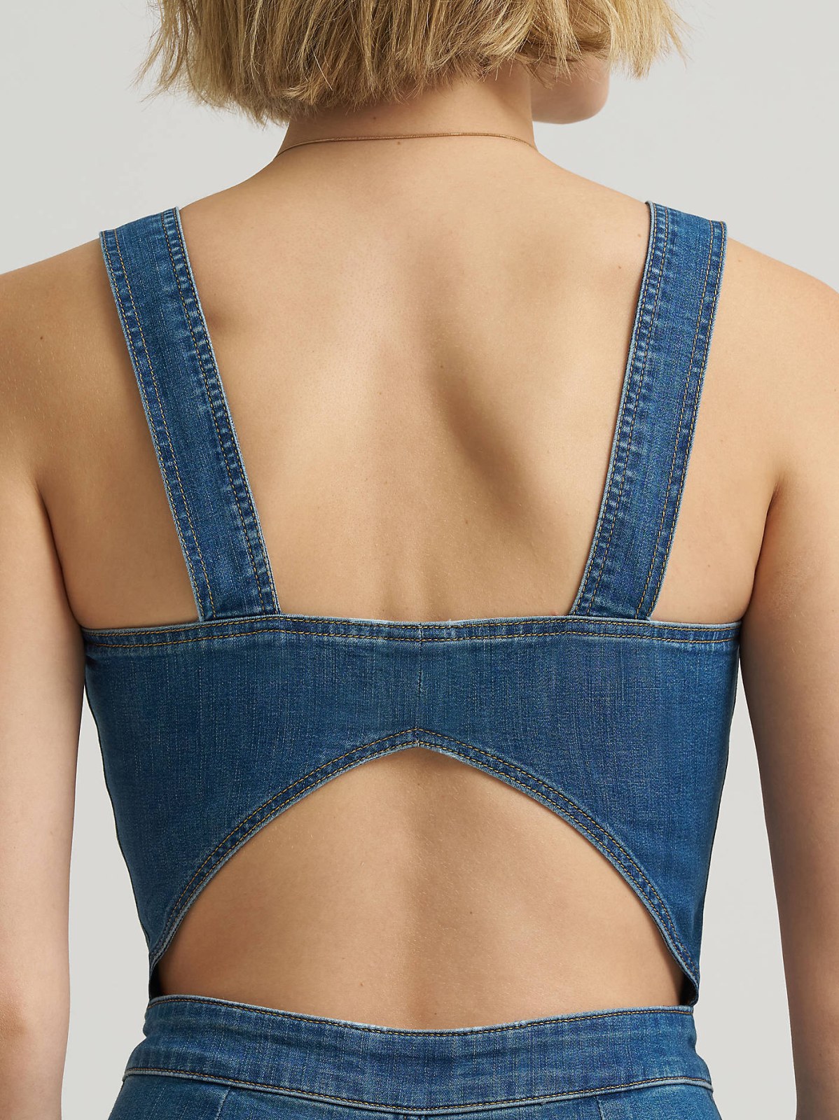 Women's Back Cut Out Denim Jumpsuit - view 6