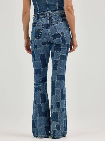 Women's High Rise Patchwork Flare Jean