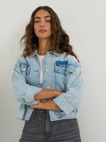 Women's Oversized Double Pocket Utility Overshirt