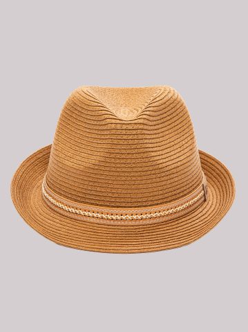 Laced Leather Band Straw Fedora — alternate view