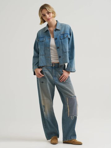 Women's Oversized Double Pocket Utility Overshirt