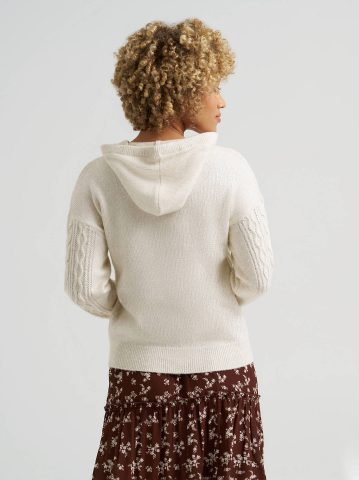 Women's Cable Knit Hooded Sweater — alternate view