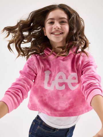 Girl's Tie Dye Crop Logo Hoodie