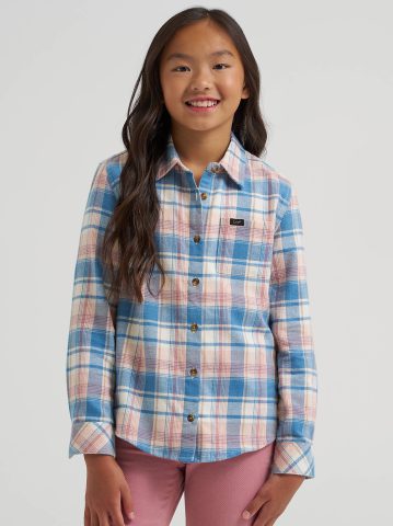 Girl's One Pocket Plaid Flannel Shirt Girl's One Pocket Plaid Flannel Shirt