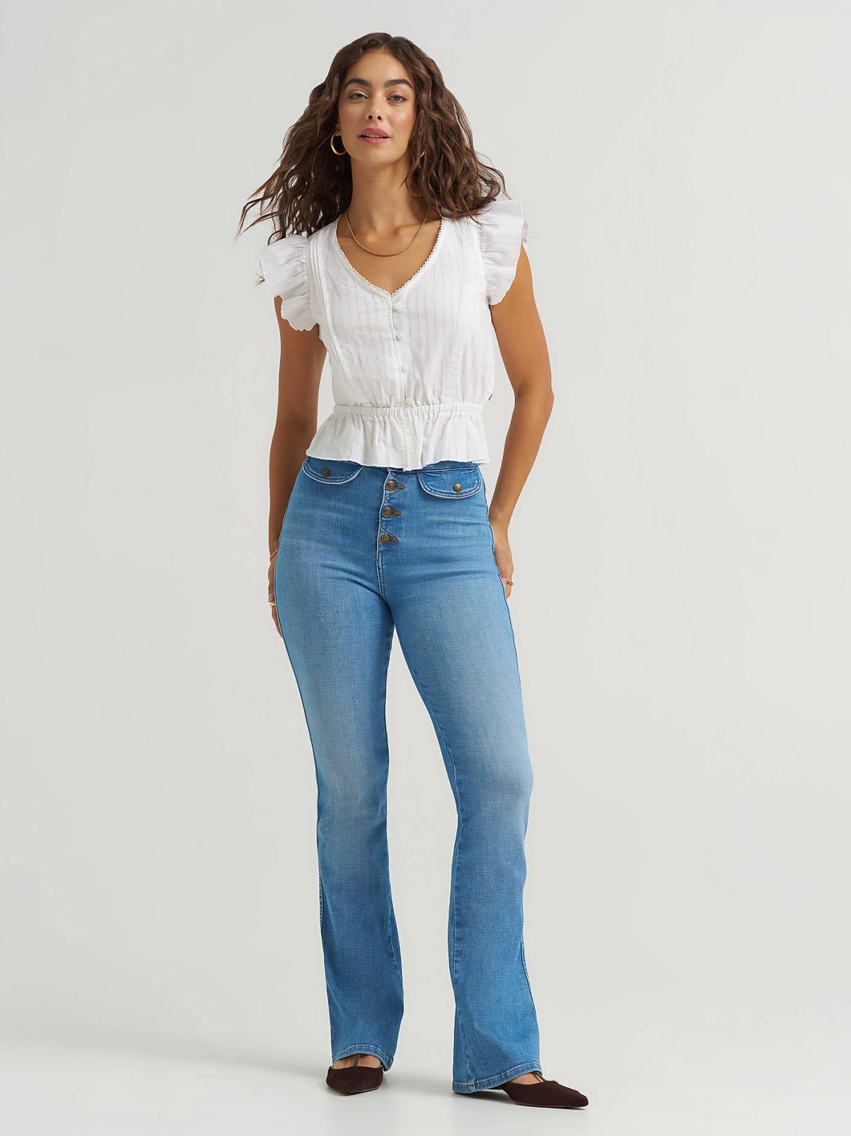 Women's V-Neck Flutter Sleeve Top - view 3