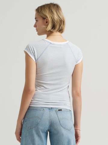 Women's Cap Sleeve Stripe Tee